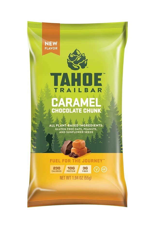 Tahoe Trail Bar, Plantbaseret Natural Energy Bar (1.94 Ounce Protein Bar, 12 Greve) High Protein Non- GMO, Gluten Free, Vegan Sund Snacks - Caramel Chokolade Chunk