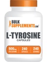 BulkSupplements.com L- Tyrosine 500mg Kapsler - Tyrosin Supplement, Aminosyretilskud - Gluten Free, 1 Kapsel per servering, 240 Kapsler (pakning med 1)