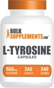 BulkSupplements.com L- Tyrosine 500mg Kapsler - Tyrosin Supplement, Aminosyretilskud - Gluten Free, 1 Kapsel per servering, 240 Kapsler (pakning med 1)