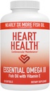 Heart Health Essential Omega 3 Fish Oil med E-vitamin - High Potency Omega 3 Fish Oil Supplement med EPA & DHA - Burpless Softgels fra Sardines & Anchovies - Non- GMO, Gluten Free - 60 Serveringer