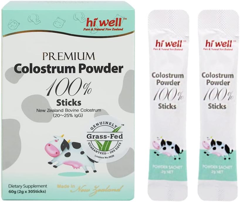 Hi Well Premium Grass- Fed Colostrum Powder 100% 60g (2g x 30Sticks)