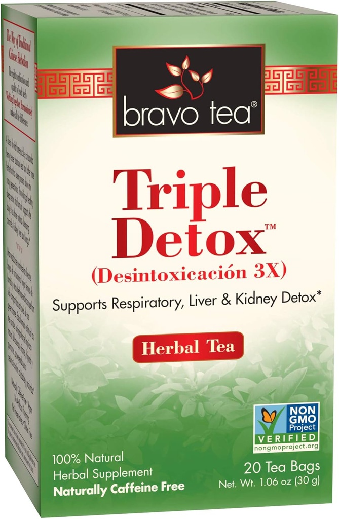Bravo Tea Triple Detox Herbal Tea Koffein Gratis, 20 Tea Tasker