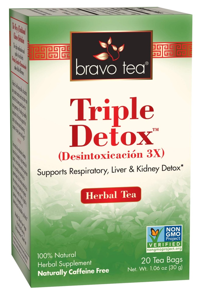 Bravo Tea Triple Detox Herbal Tea Koffein Gratis, 20 Tea Tasker