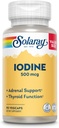 Solaray jod 500 mcg, jod supplement til sund binyre- og thyreoideastøtte, energi, stofskifte, og fokus, kalium iodide, Vegan, 60- dag Money- tilbage garanti, 90 Servere, 90 VegCaps