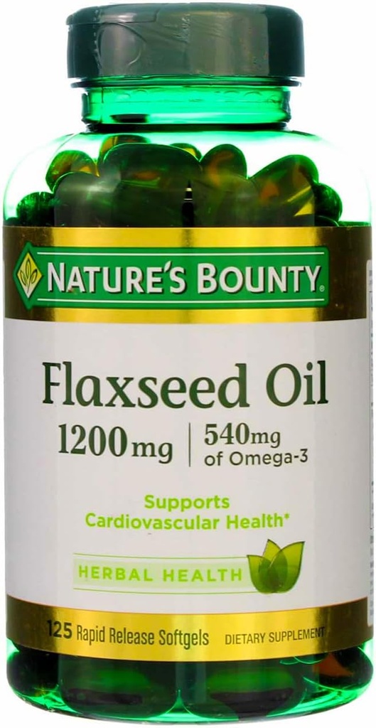 Nature 's Bounty Flaxsee Oil 1200 mg, Rapid Release Softels, Natural, White, 125 Greve, pakke med 2