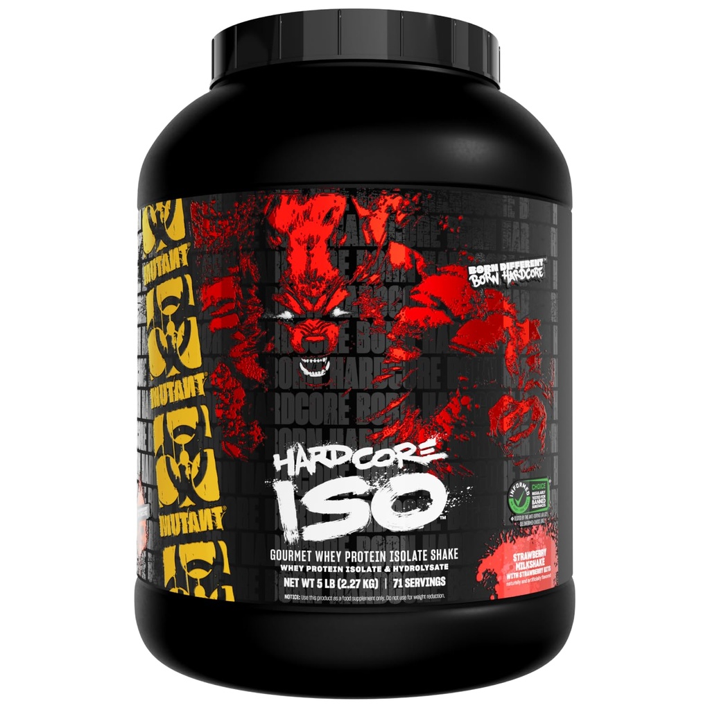 Mutant ISO Surge Whey Protein Isolate Powder Acts Hurtig til at hjælpe med at gendanne, Build Muscle, Bulk og Styrke, 5 LB - Jordbær Milkshake