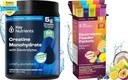 KEY NETRIENSER Kreatinemonohydrat & Hydration Pakker Bundle - Unflavored Mikronized Creatin Powder (60 Servere) + Electrolyte Powder Pakker (10 Servere) - Boost Styrke, Hydration & Inddrivelse