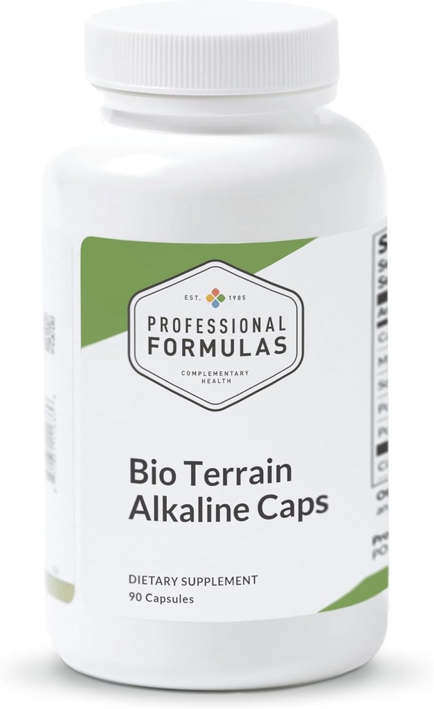 Professionel formulas Bio Terrain Alkaline Caps - Understøtter pH balance, Electrolyte Replenisation & Cellular Alkalinitet - med calcium, Magnesium, Kalium & Citronsyre - 90 kapsler