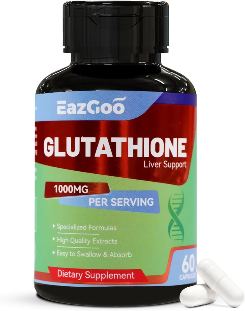 Glutathione Supplement 1000mg Antioxidant Supplement - Premium Vegan Formula for Immune Support, Skin Brightening & Liver Detox – Allergen-Free, Non-GMO, Effective Wellness Boost (60 Capsules)