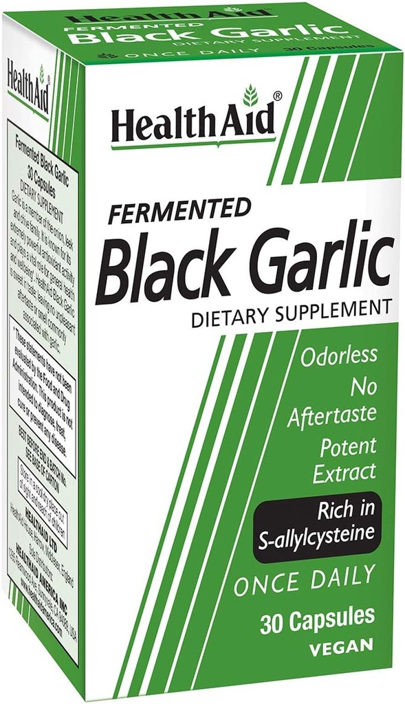 HealthAid Fermented Black Hvidløg - Once- Daily Odorless Softgel - 124; 30 Softgels - 124; Rich in S- Allylcysteine - 124; Vegan & Non- GMO