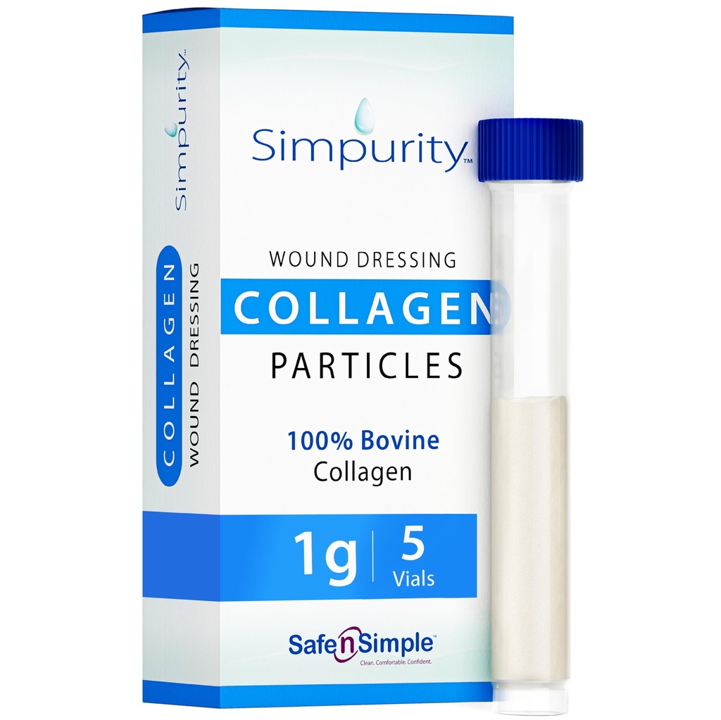 Pulver Collagen Sår Dressing - Æske med pulver hætteglas 1g, 5 Pack - Sår Healing supplement i hætteglas - Healing Collagen Dressing til sår - Pulver Collagen Sår Healing Kosttilskud