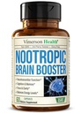 Nootropics Brain Support Supplement - Nootrop Brain Booster for forbedret fokus, koncentration og hukommelse. Brain Nootrop til Brain Health, Mood & Energy Support. Ikke-GMO. Lavet i USA. 60 Kapsler
