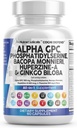 Clean Nutracatic Alpha GPC Cholin Phosphatidylserine Bacopa Monnieri Ginkgo Biloba Huperzine A Supplement med Urdine Lions Mane Cats Claw NAC Vitamin C B D E