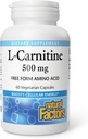 Naturlige faktorer, L- Carnitin 500 mg, energistøtte, 60 kapsler (60 Servere)