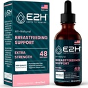 E2H Amning Supplement og Amning Support - Flydende Amning Supplement - Indeholder Bukkehorn, Mælk Tistle, Fennel og mere - Ingen Alkohol - Vegan - 2 Fl Oz