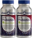 Sølv Lining Pre & Probiotics + fordøjelsesfremmende enzymer • 124; 50 Millioner CFU / aktive celler • 124; fordøjelsesfremmende & immunfunktion Support, Reducerer bloating • 124; Shelf- stable Formel • 124; 240 Tæl (pakke med 2)