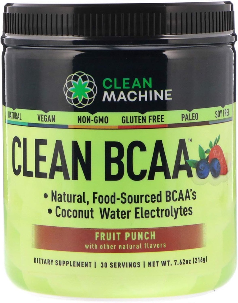 Clean Machine BCAA Fruit Punch Powder, 30Count