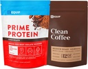Equip Foods Prime Protein Powder Chocolate & Gold Standard Clean Coffee