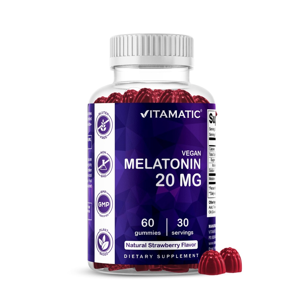 Vitamatisk melatonin 20mg gummier til voksne, 30 Servering - 60 Greve - ikke-Habit Forming Supplement