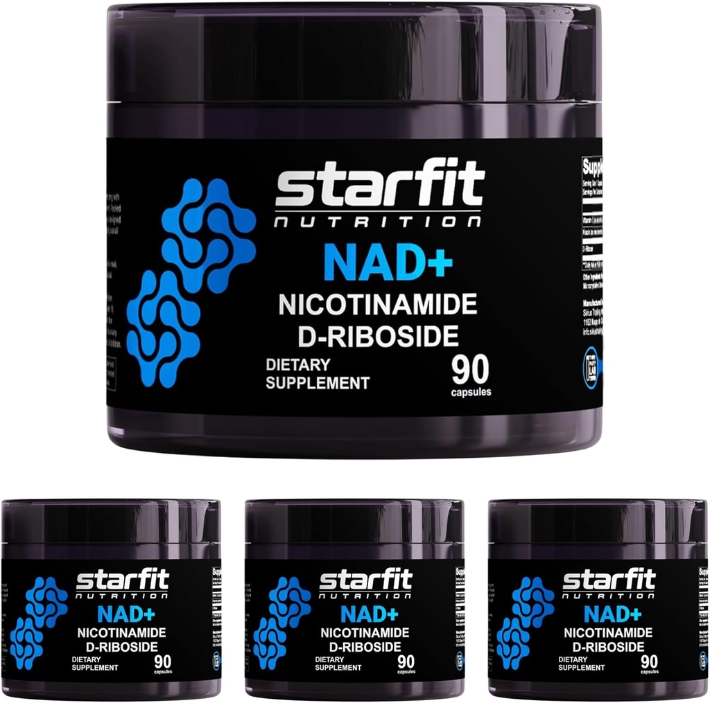 STARFIT - Nicotinamid D- Riboside, Nicotinamid Riboside til støtte for NAD + Niveau, Focus og Energy Supplement, Metabolisme Support Nicotinamid Riboside NAD Supplement, 360 Kapsler