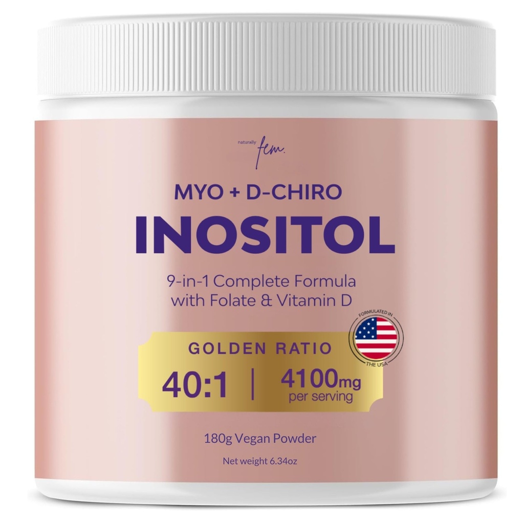 QSTA Myo- Inositol & D- Chiro Inositol tillæg for kvinder 4100mg (40: 1 Ratio) - 9 - in-1 Hormonal & Metabolic Support med PCOS Multivitaminer. Inositol Pulver supplement til Hormonbalance