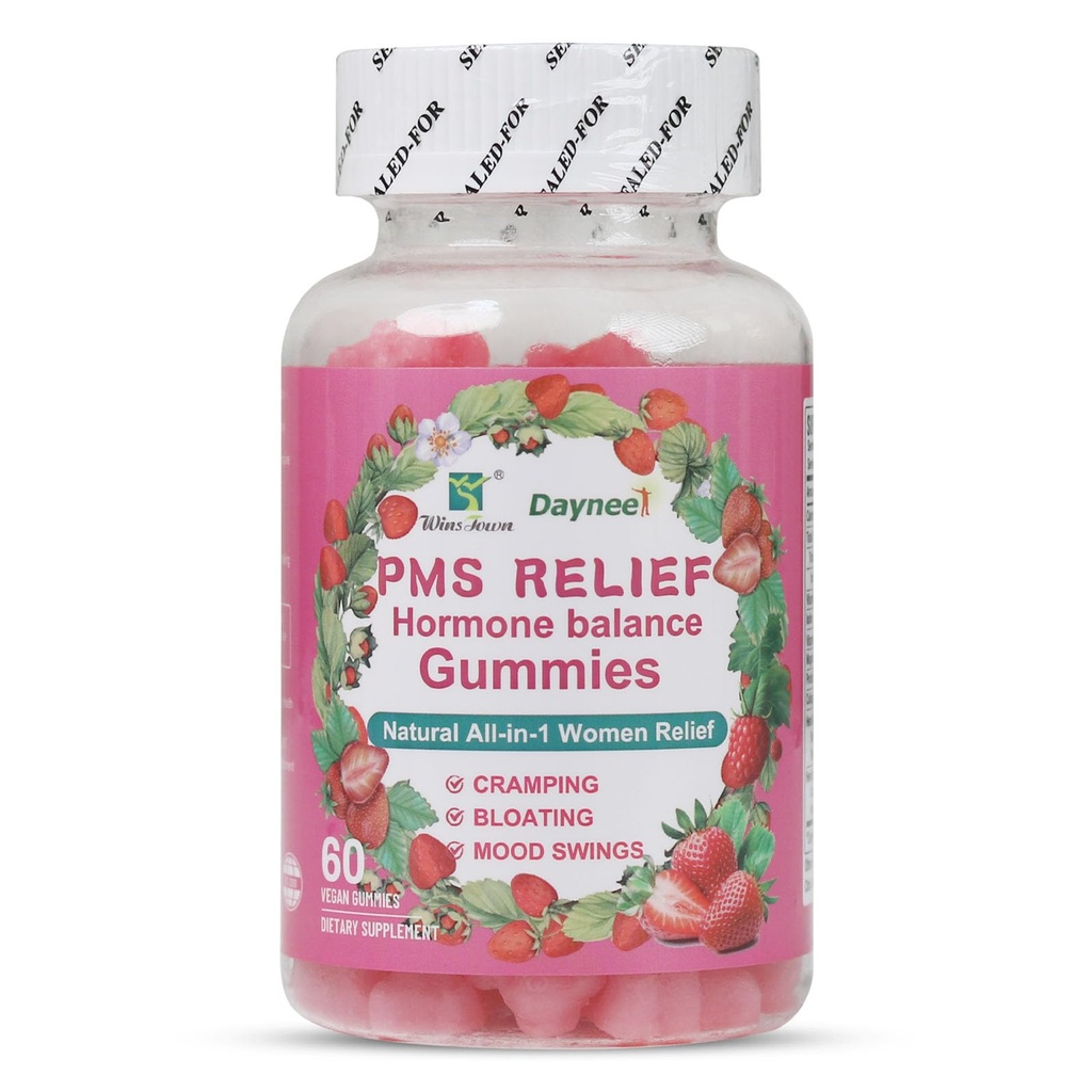 PMS Relief Hormone Balance Gummies, Menstrual Cramp Relief & Menopausal Support, 60 Greve