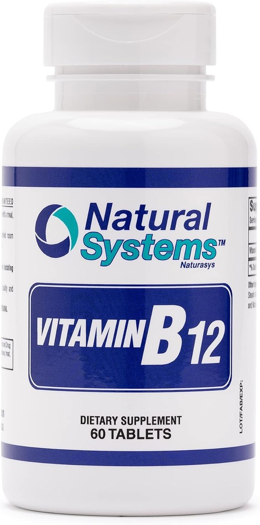 Vitamin B12 60 Tablets 1000 mcg by Natural Systems - B12 Vitamins 1000mg for Adults Helps Stimulate Memory* - Vitamin B12 1000 mcg for Good Digestion* - Vitamin B12 Energy Metabolism Support*