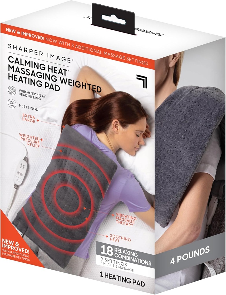 Opvarmning VarmeMassering Vægtet varmelegeme af Sharper Image- Vægtet elektrisk varmelegeme med Massagevibrationer, 9 Setting- 3 Varme, 6 Massage- 18 Afslappende kombinationer, 12 "x 24", 4 lbs