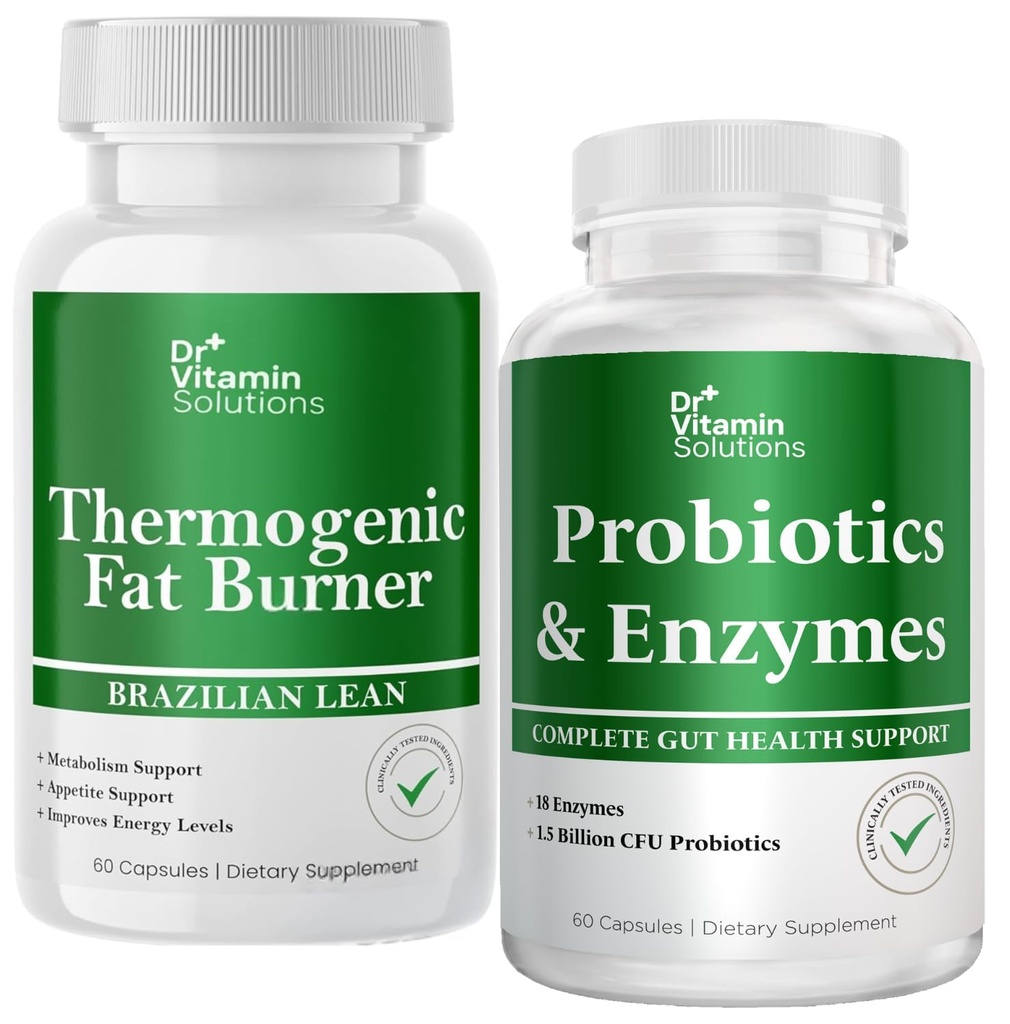 DR VITAMIN SOLUTIONER Termogent fedt brænder & probiotika fordøjelsesenzymer med Prebiotika til fordøjelsessundhed & bloating Relief for kvinder & mænd - Bundle 90 Caps