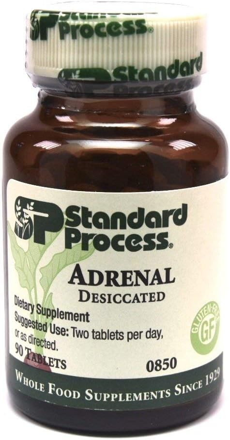 Standard Process - Adrenal Desickated / Adrenal Support for Energy Production, Immunsystemet Funktion og Adrenal Sundhed, Gluten Free, 90 tabletter