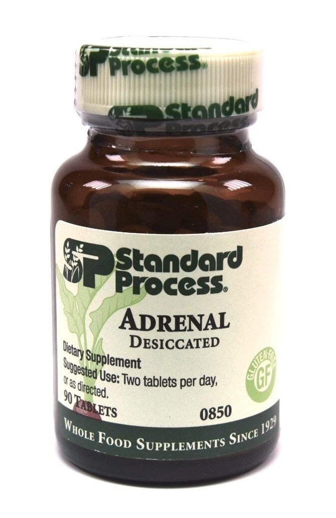 Standard Process - Adrenal Desickated / Adrenal Support for Energy Production, Immunsystemet Funktion og Adrenal Sundhed, Gluten Free, 90 tabletter