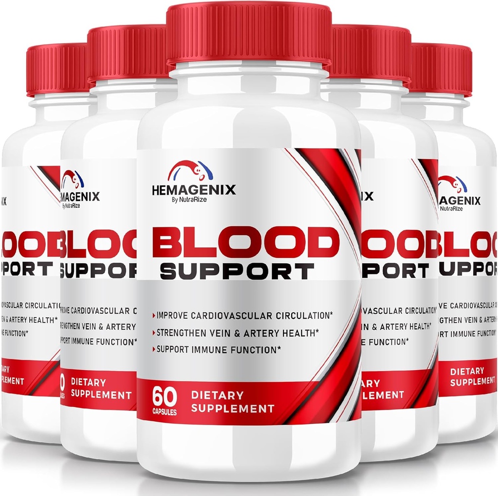 (5 Pack) Hemagenix kapsler, Hemagenix Advanced Blood Support Formel, Alle naturlige supplement til at opretholde sunde niveauer, Ekstra styrke piller for total wellness, officielle anmeldelser (300 kapsler)