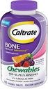 Caltrat Chewables 600 + D3 Plus mineral Calcium og D-vitamin, Sukker fri, Cherry, Orange og Frugt Punch, 155 tæller