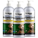 Flydende sundhed Kæledyr K9 Omega 3 Fish Oil for Dogs - Flydende Omega 3 Supplement til Kæledyr med EPA + DPA + DHA - Reducer kløen & skænkning, Support Joints, Immunity, Brain, Heart Health - USA Made (3 Pack)