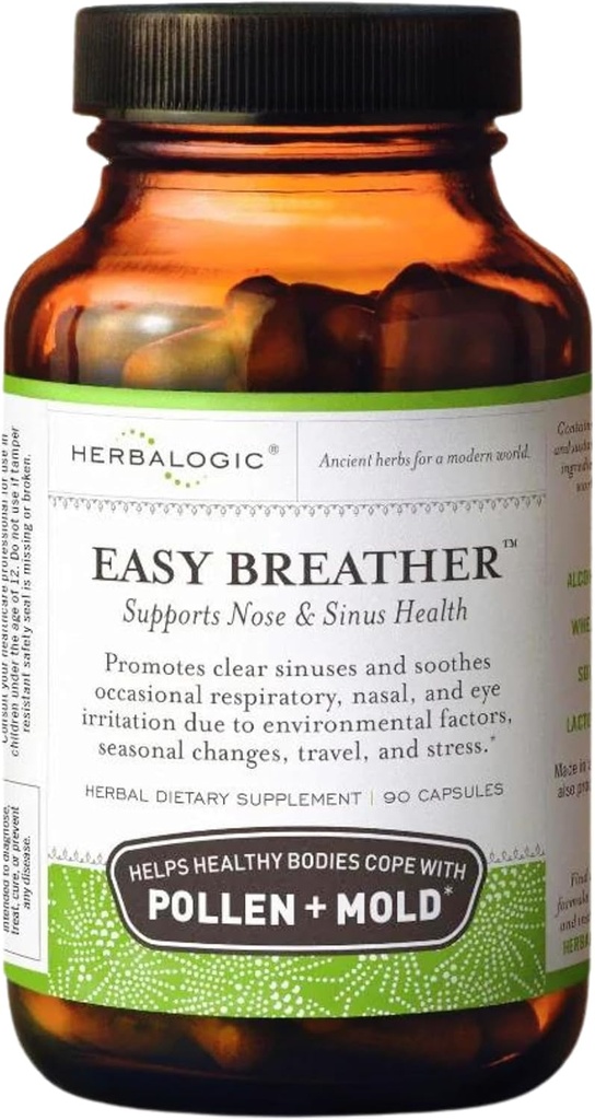 Herbalogic - Easy Breather Herb Kapsler - Understøtter Næse & Sinus Sundhed - Hjælper sunde kroppe Kop med Pollen & Mold - Baseret på den traditionelle kinesiske Formel Yu Ping Fang San - 90 Cap Count