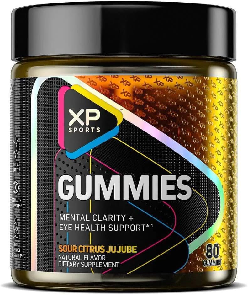 Performance Sports Gummies - Mental Clarity & Eye Health Support, Sour Citrus Jujube Flavor, Cognitive Focus & Vision Care Supplement, 80 Gummies