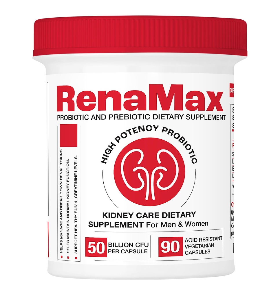 Capsule Nyre Restores & Nyrepleje Supplement - Probiotisk & Prebiotisk supplement til støtte normal Nyrefunktion - 50 Millioner CFU per Capsule - Fremstillet i USA (90 Caps (1 pakke))