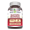 Amazing Formulas Quercetin 800mg with Bromelain 165mg, 120 Veggie Kapsler Supplement 124; Non- Gluten Free