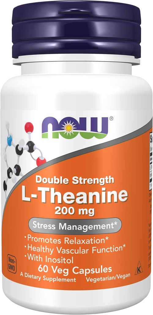 Nu fødevarer: L- Theanine Stress Management 200 mg, 60 caps (2 Pack)