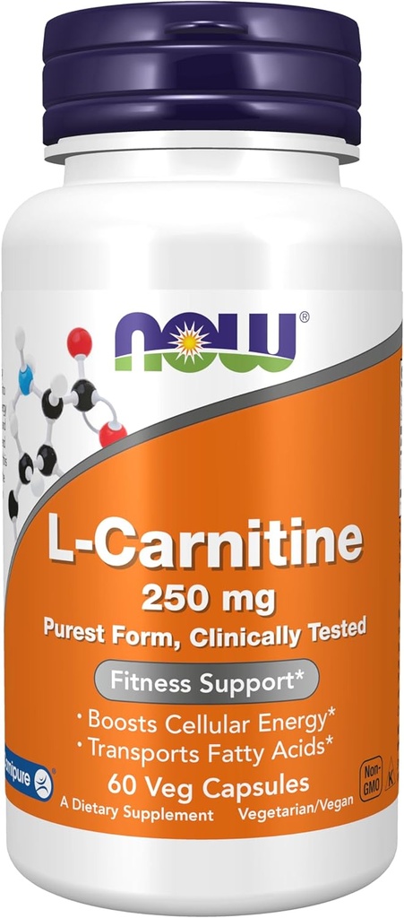 NU Kosttilskud, L- Carnitin 250 mg, Pure Form, Aminosyre, Fitness Support *, 60 Veg Kapsler