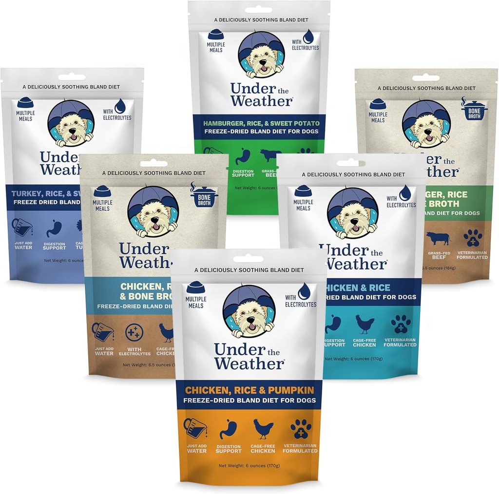 Under vejret Bland Diet for hunde Budding- 124; Nem at Digest for Syge Hunde Budding- 124; Altid være klar 124; Indeholder elektrolyter - Alle naturlige frost Tørret 100% Human Grade Meats Budding- 124; 6 Pack - Multismag - 6oz