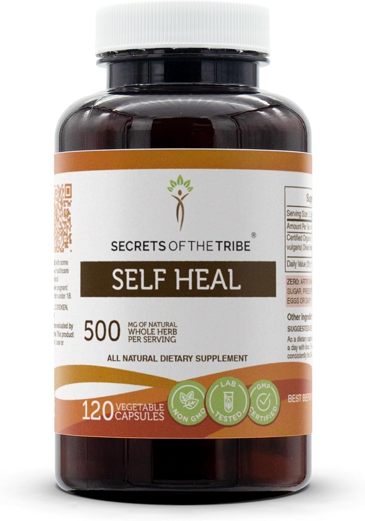 Secrets of the Tribe Self Heal 120 Capsules, Made with Vegetable Capsules and Self Heal (Heal All, Prunella Vulgaris) Dried Herb (120 Capsules)