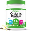 Orgain Organic Vegan Protein Powder, Vanilla Bean - 21g Plant Based Protein, 4g Prebiotic Fiber, Ingen laktoseingredienser, Ingen tilsat sukker, Non- GMO, For Shakes & Smoothies, 1.02 lb (Packaging May Vary)
