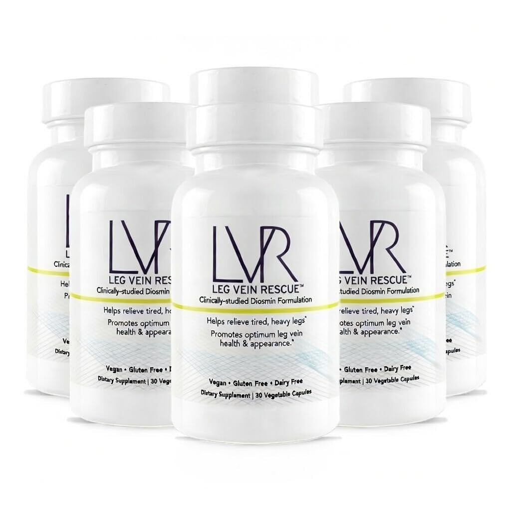Klinisk studeret Diosmin Varicose Vein og ben cirkulation Support 120 Day Supply - Spider Veins & Leg Edema Relief Citrus Bioflavonoider naturlige sundhed supplement (6 flasker)