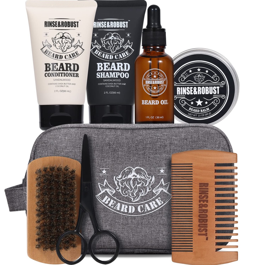 Skyl & Robust Beard Kit Beard Care Grooming for Mænd Beard Travel Set Sæt for Mænd Travelling Bag til Mænd Fædre Dag Far Gave