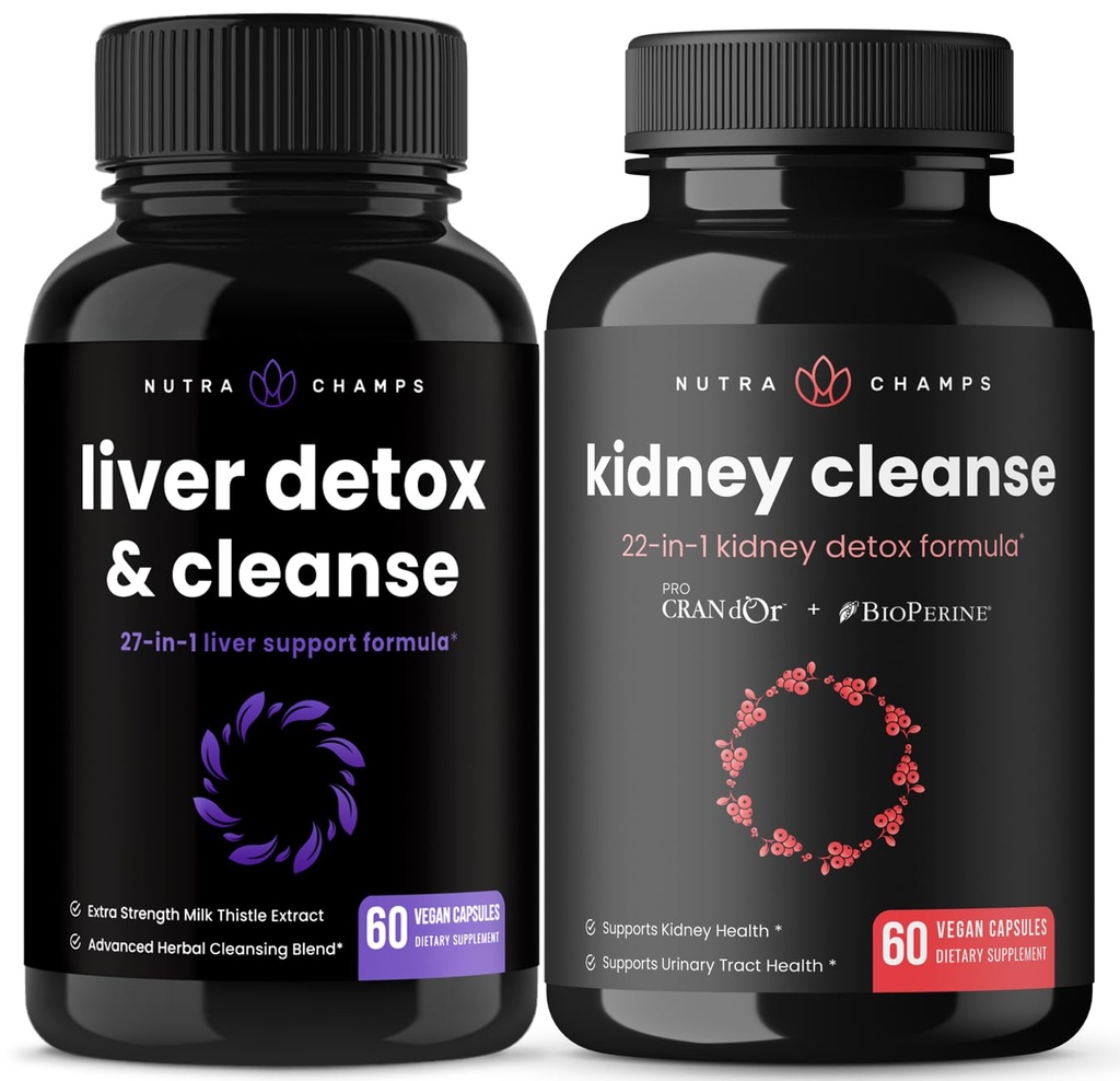 NutraChamps Lever renser kapsler og Nyre renser kapsler 2 pakning bundle
