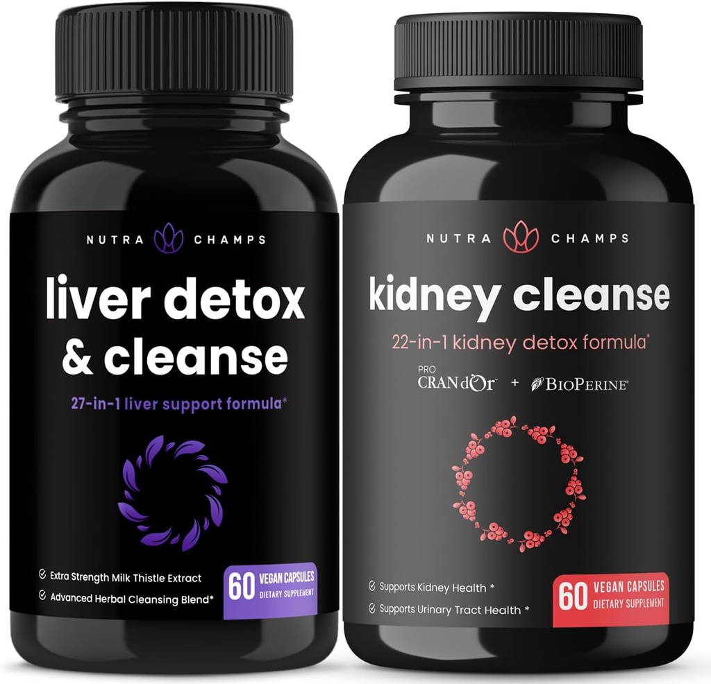 NutraChamps Lever renser kapsler og Nyre renser kapsler 2 pakning bundle