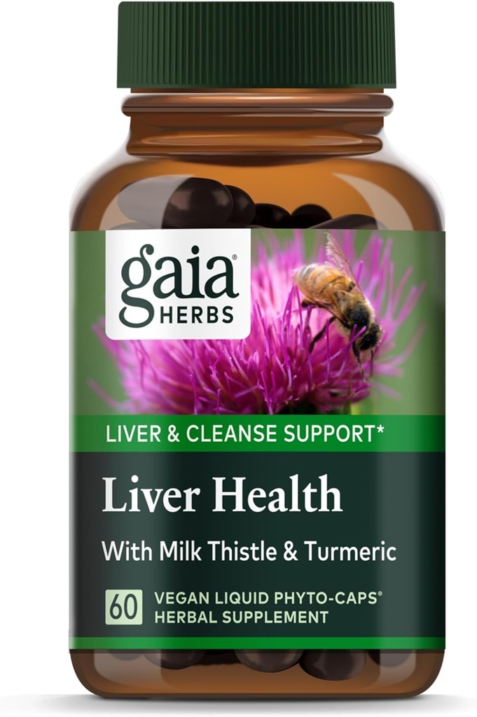 Gaia Herbs Liver Health - Liver Supplement with Milk Thistle, Turmeric Root with Curcuminoids,Schisandra, and Licorice Root for Liver and Cleanse Support-60 Vegan Liquid Phyto-Capsules(30-Day Supply)