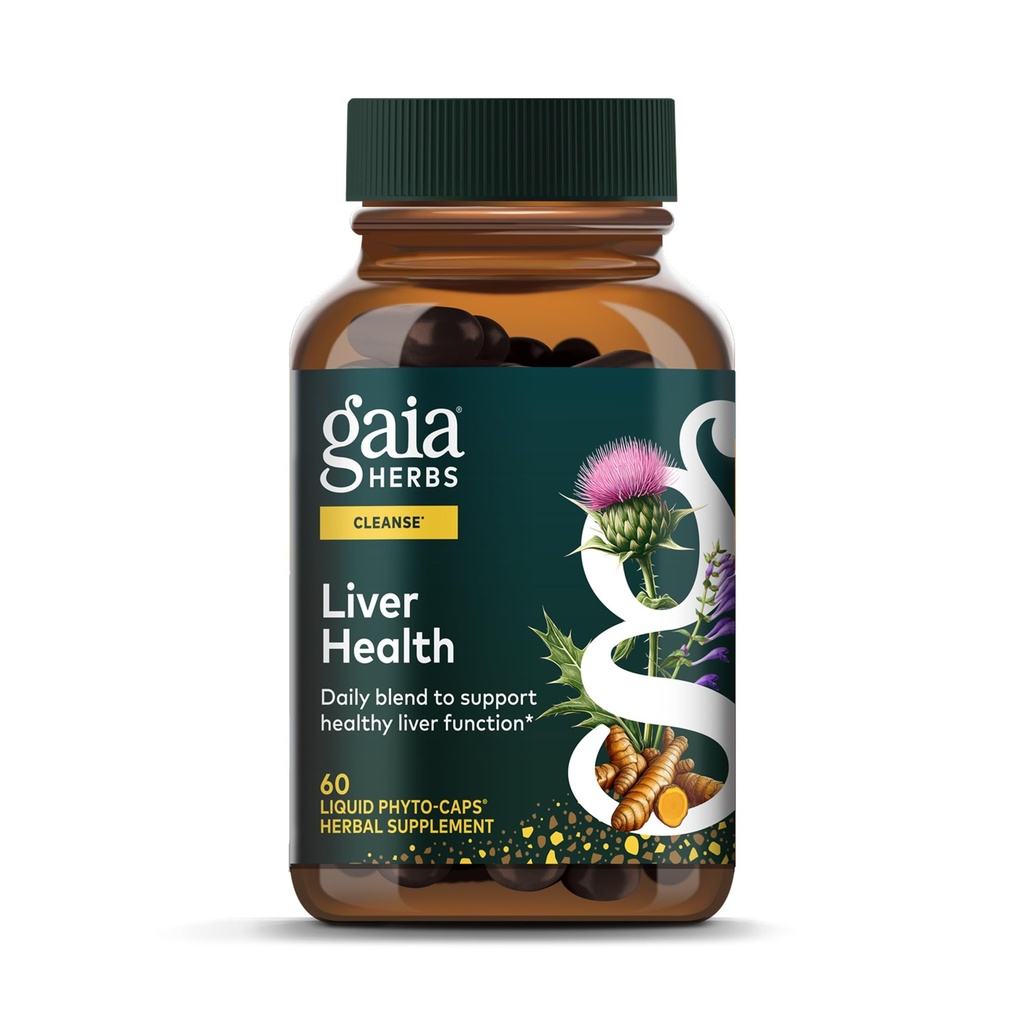 Gaia urter Lever sundhed - Lever supplement med mælk tidsel, gurkemeje rod med Curcuminoids, Schisandra, og lakrids rod til lever og rense støtte-60 Vegansk flydende plante- kapsler (30-dages forsyning)