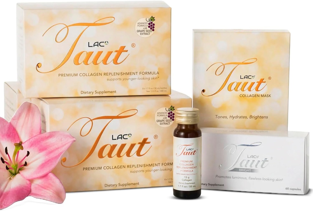 TAUT Premium Advanced Collagen - Flydende Collagen til kvinder Collagen Drink Advanced Formel for Hydration, Vitaminer C, Wrinkles, Fine Lines og Sagging Skin - Bedste flydende Collagen